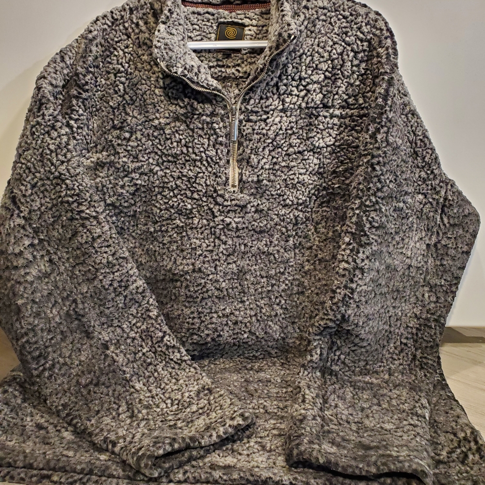 FX Fusion Mens Cozy Gray 1/4 Zip Sherpa Sweater Pullover Size XXL